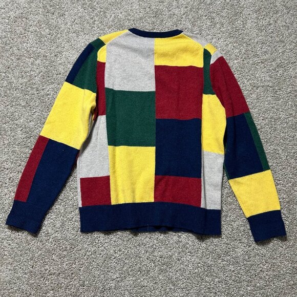 Brooks Brothers Mens Sz L English Lambswool Multicolor Patchwork Sweater - Picture 3 of 9